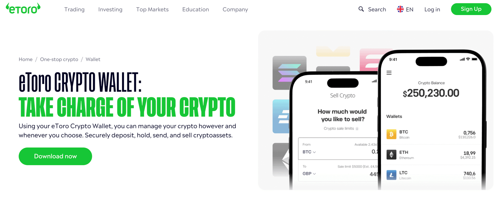 Etory Crypto Wallet sign up page