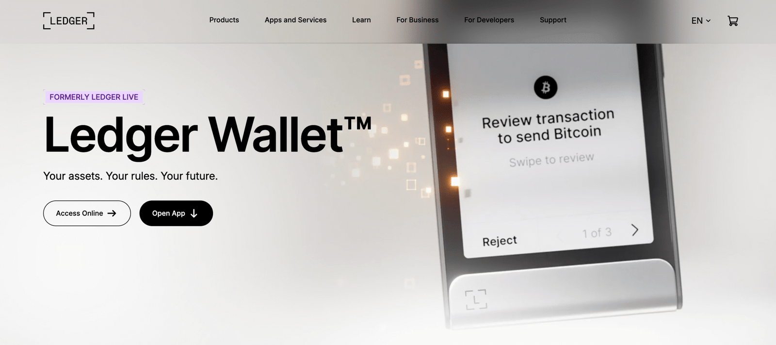 Ledger wallet website main page