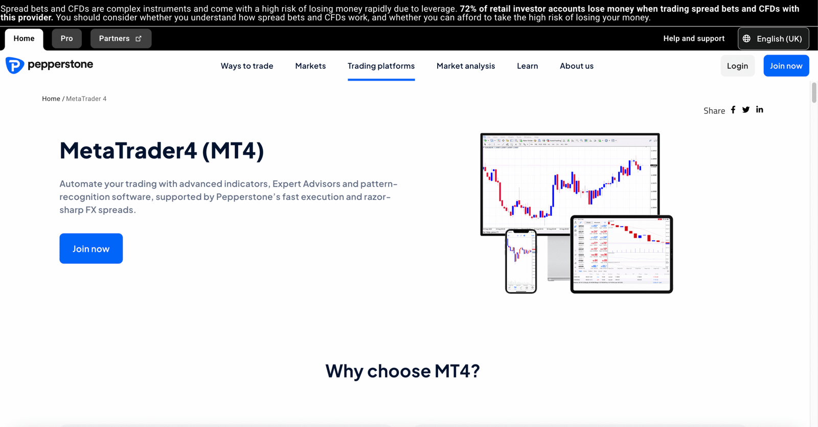 Pepperstone MT4 Broker login page uk

