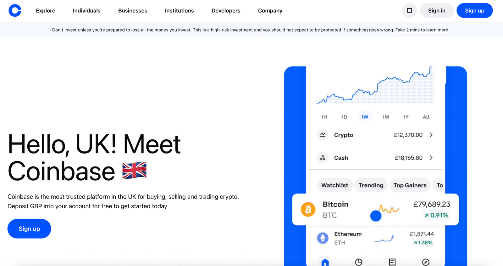 Coinbase UK crypto exchange.