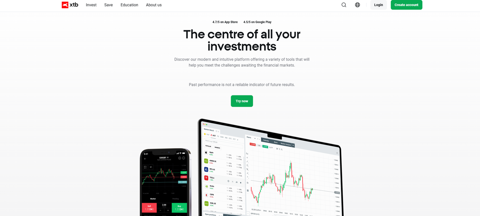 XTB investment app.