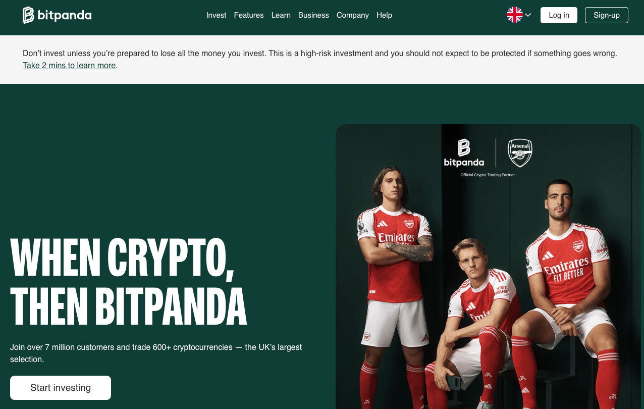 Bitpanda cryptocurrency exchange.