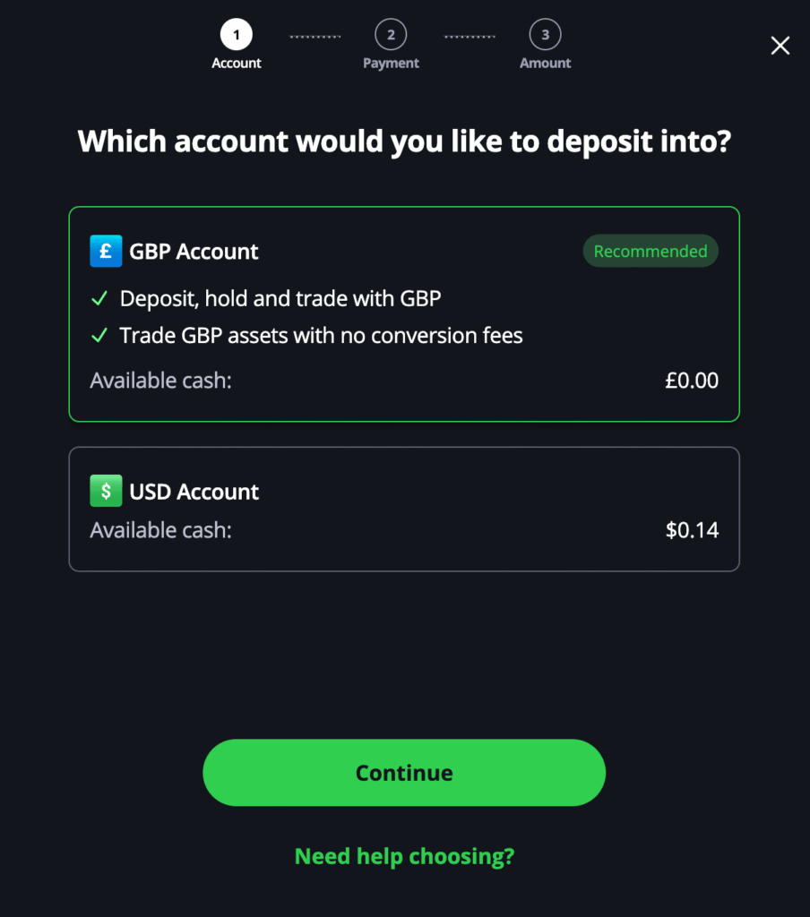 Deposit GBP into your eToro account