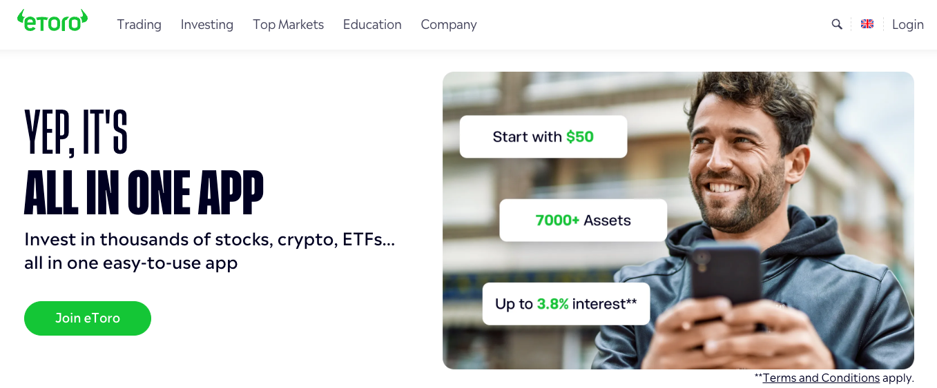 eToro investment platform.