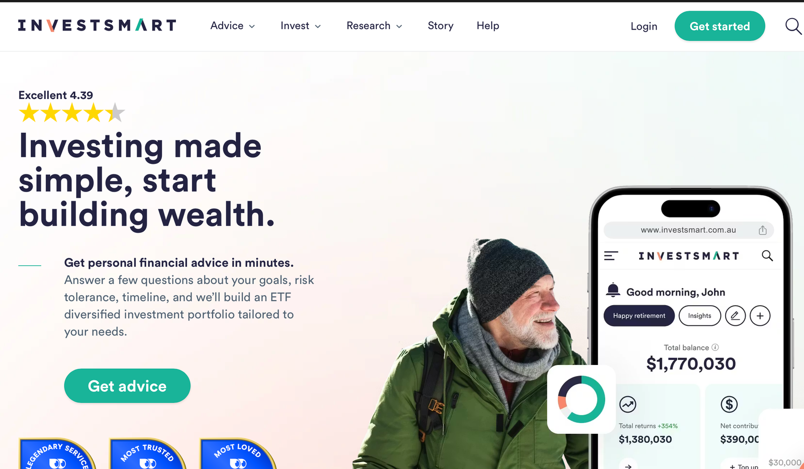 InvestSmart Australian robo advisor.