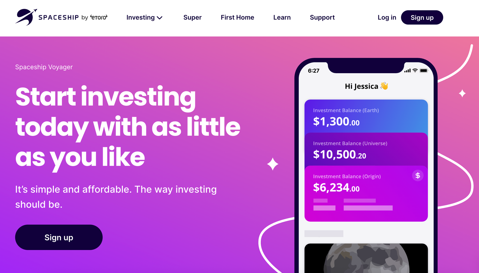 Spaceship Voyager by eToro robo advisor in Australia.